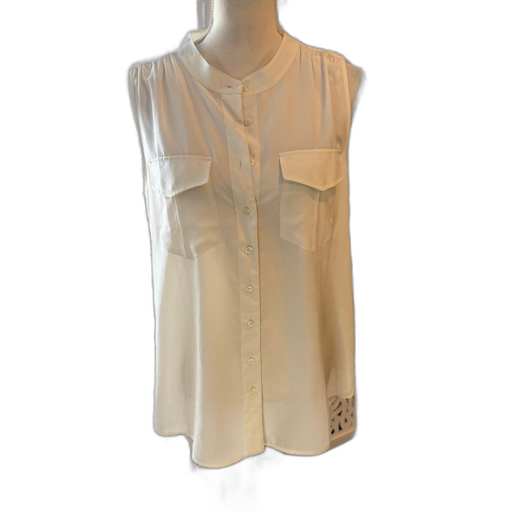 NWT J. Crew Cream Sleeveless Blouse with Pockets Sz 12